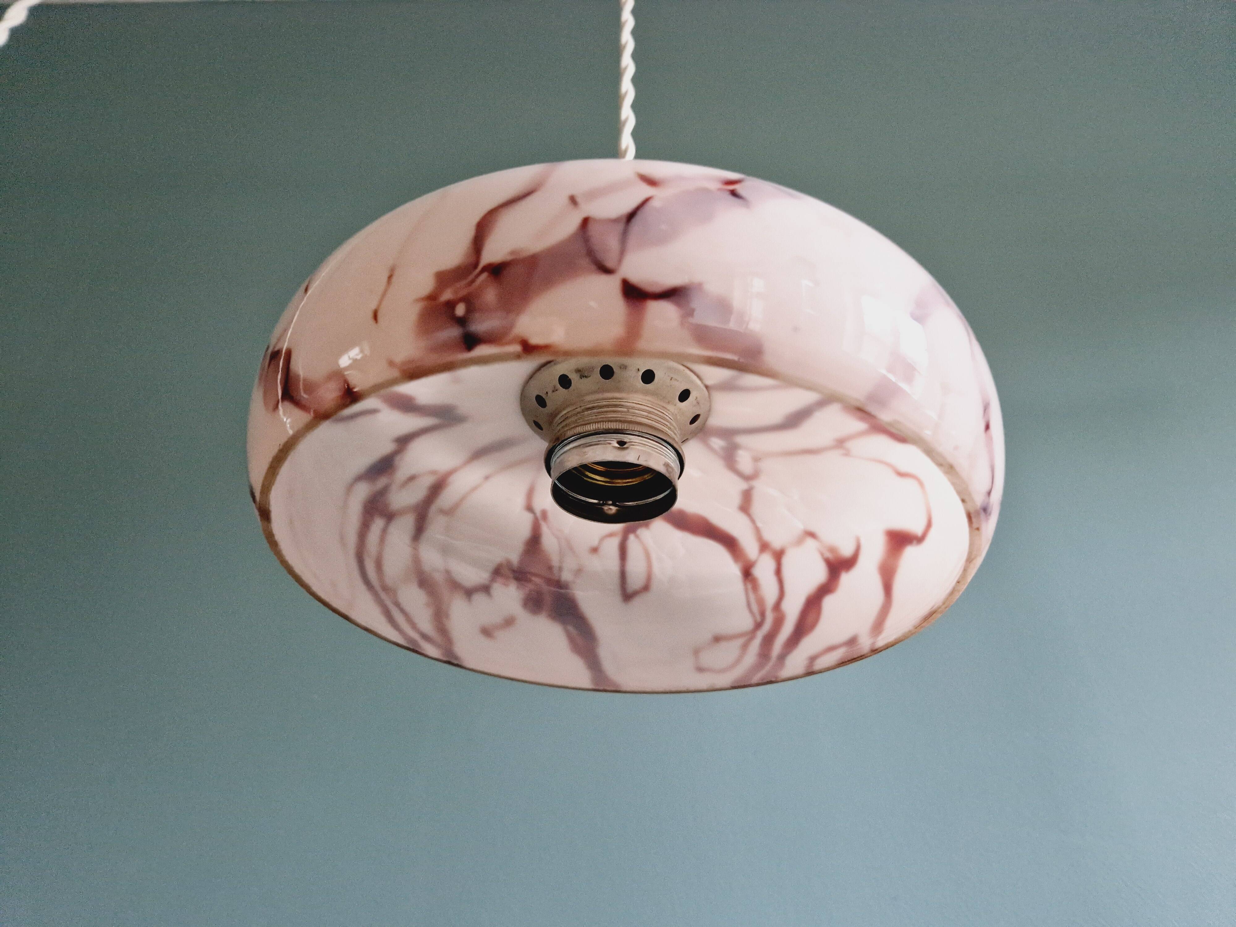Set of 3 pendants in pink marbled opaline