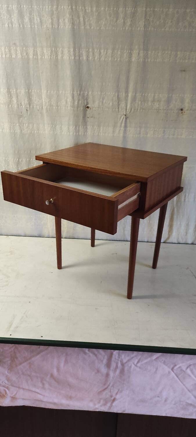 Modernist teak bedside table - mid 20th century