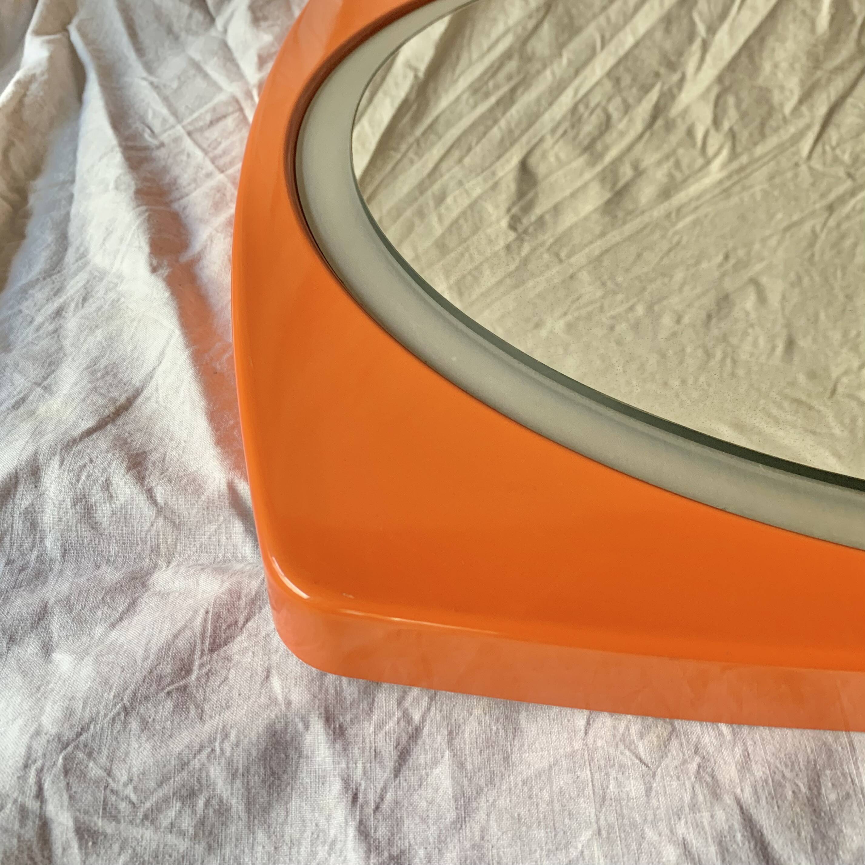 Space Age mirror in orange plastic Thema - made in Italy - 60 cm