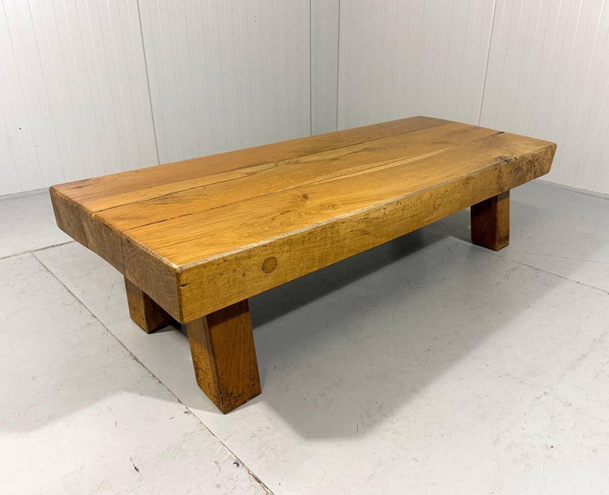 Brutalist sturdy hardwood coffee table 1960’s