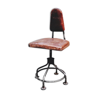 American industrial swivel chair in leather 1930 s