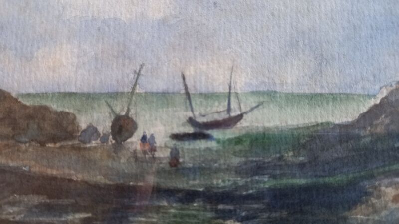 Old painting, marine watercolor