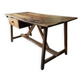 19th Century Continental Primitive Vernacular Kitchen Prep Table with Drawe
