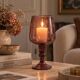 Large amethyst bubble glass candle holder on a stand – H27 cm