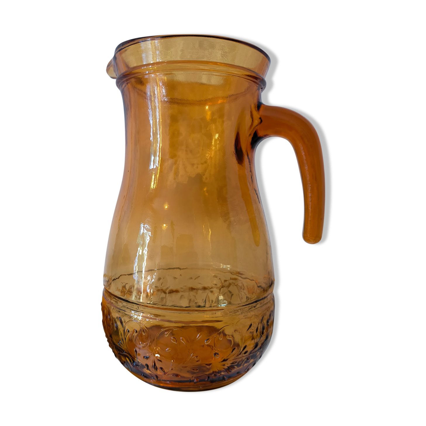 Cruche vintage à eau verre ambré  fabriquée en italie  des années 60/70