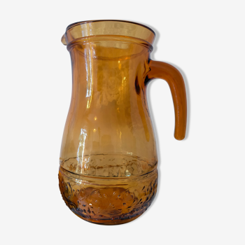 Cruche vintage à eau verre ambré  fabriquée en italie  des années 60/70