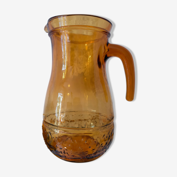 Vintage amber glass water jug made in Italy in the 60s/70s