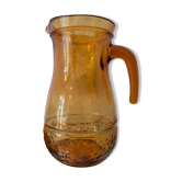 Cruche vintage à eau verre ambré  fabriquée en italie  des années 60/70