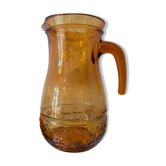 Cruche vintage à eau verre ambré  fabriquée en italie  des années 60/70