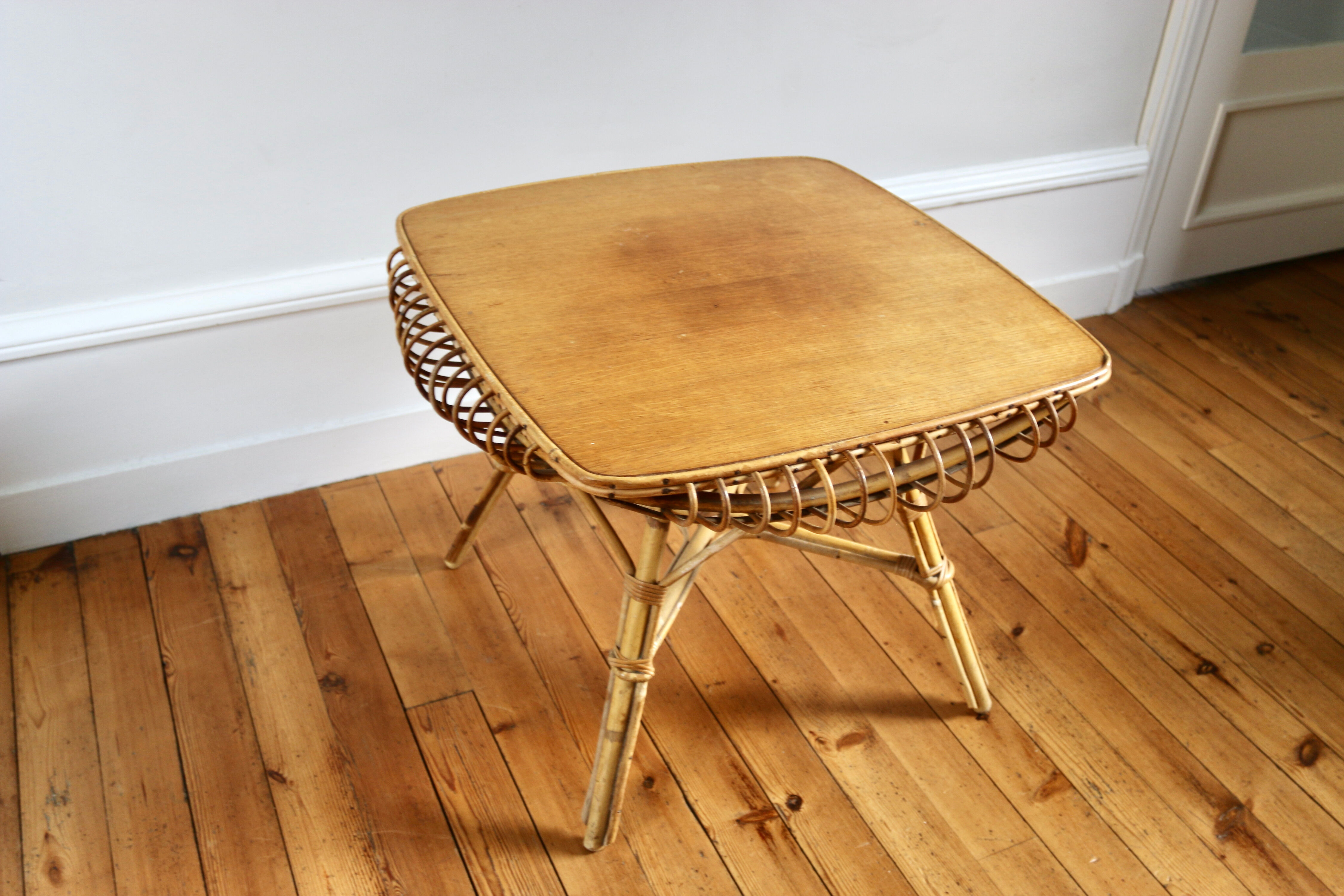 Vintage rattan coffee table 1960