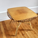 Vintage rattan coffee table 1960