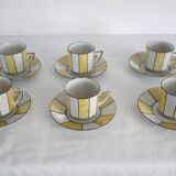6 60s striped iridescent porcelain coffee cups