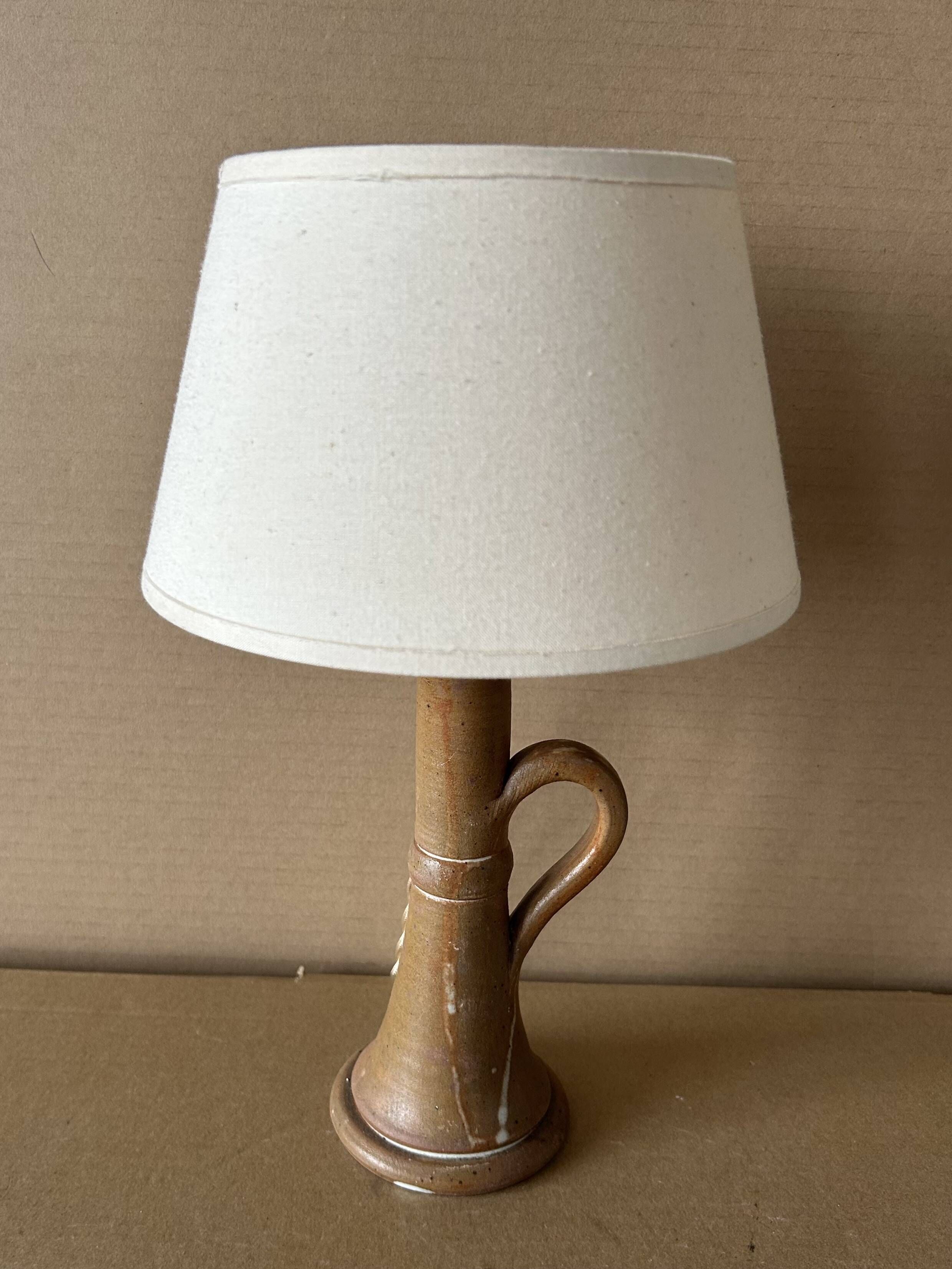 Petite lampe à poser, lampe de chevet vintage En grès émaillé, bon état, au