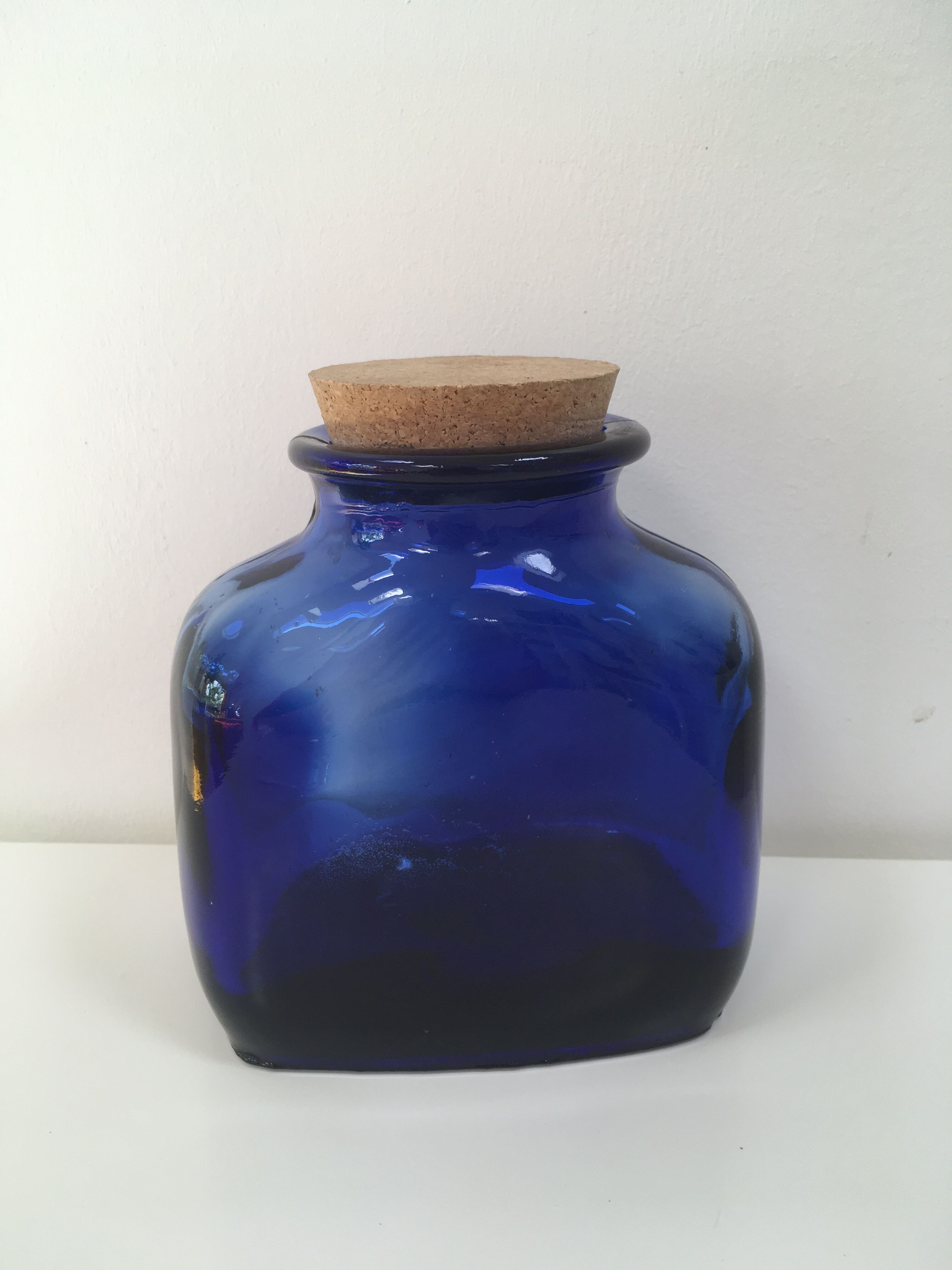 Vintage cobalt blue glass pot