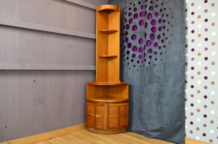 Scandinavian corner shelf in 1960 teak