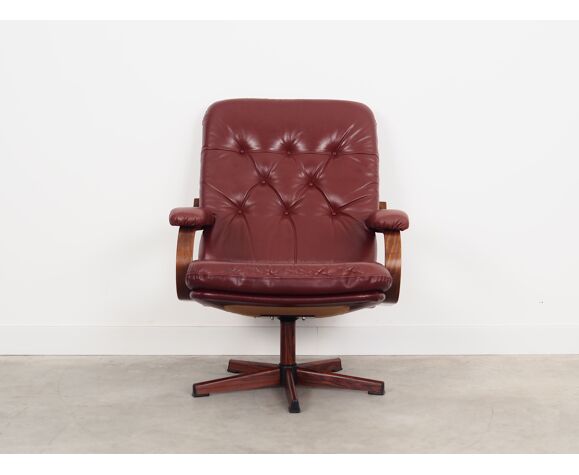 Leather swivel armchair, Danish design, 1970s, made in Denmark