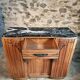 French Art Deco walnut sideboard with marble top, 1920s