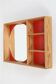 Mid-century wall shelf with mirror / 1970s / maritime pine / Danish modern design / red-orange