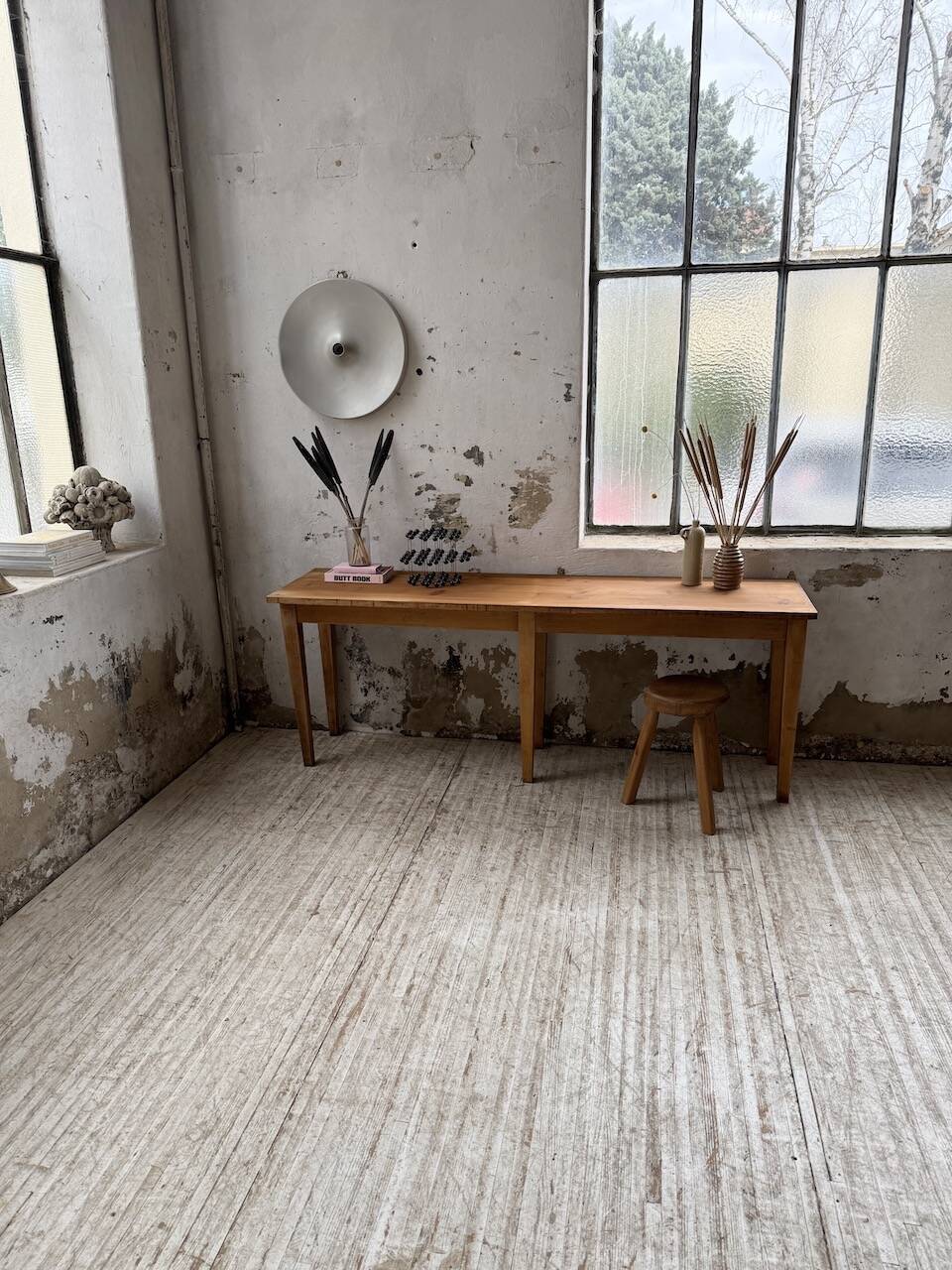 Oak and pine farmhouse console table