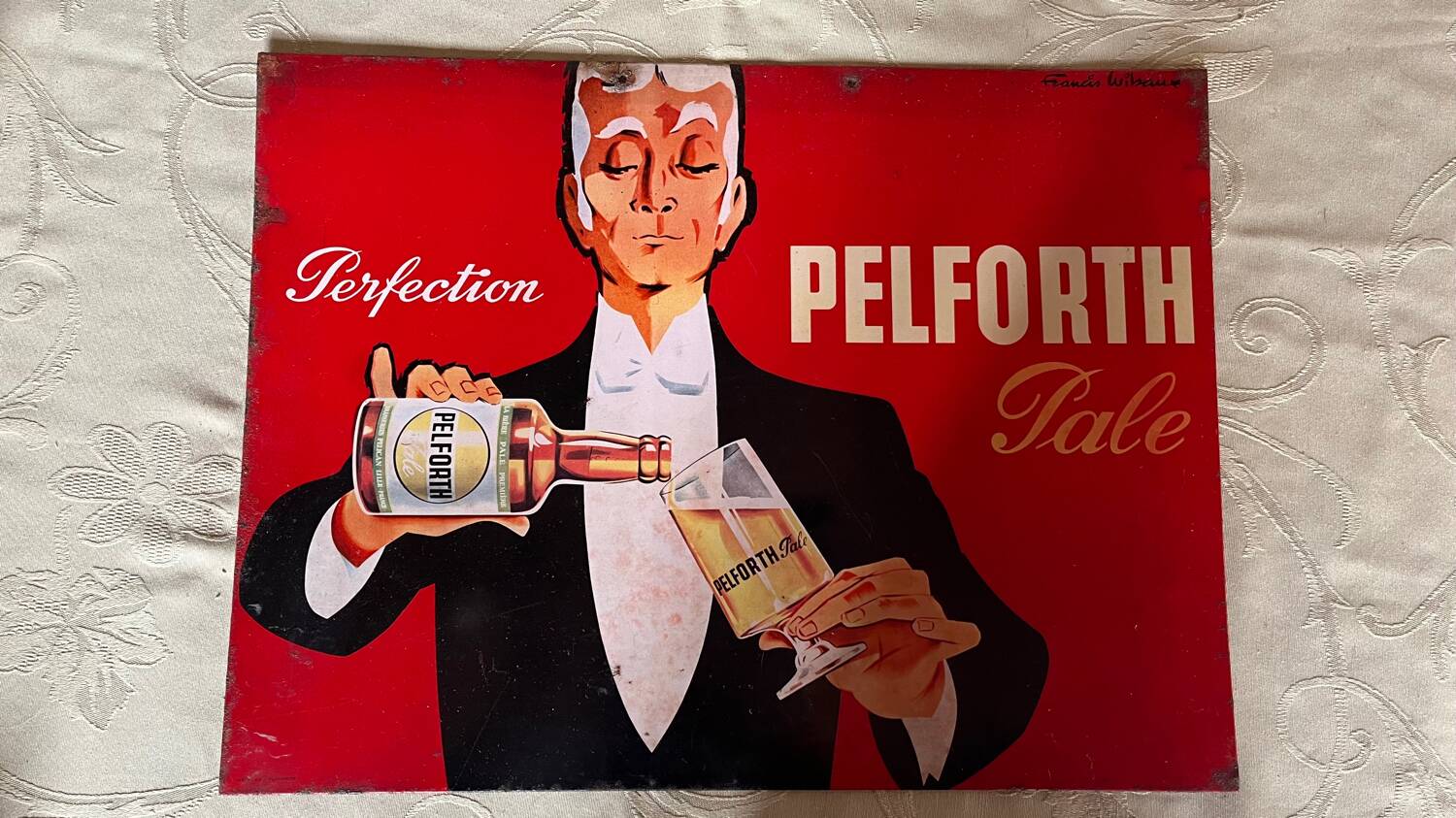 Plaque publicitaire Pelforth en métal, 1970 | Selency