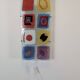 IKEA Gyllen wall lamp in decorated glass, Scandinavian design.