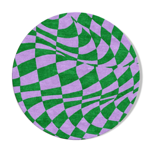 tapis rond carreaux violet