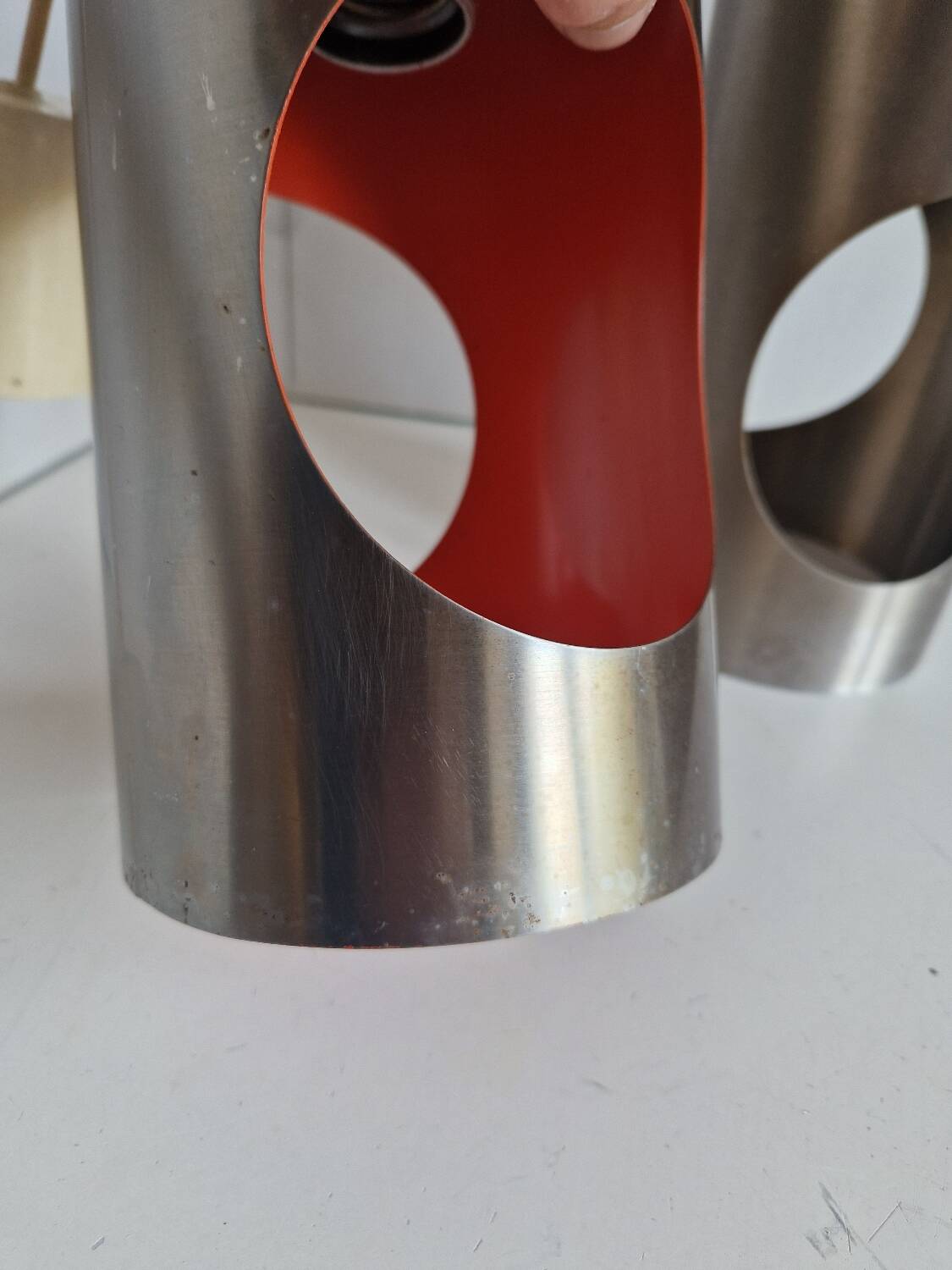 Set of 2 Cylindrical Pendant Lights from the 70s