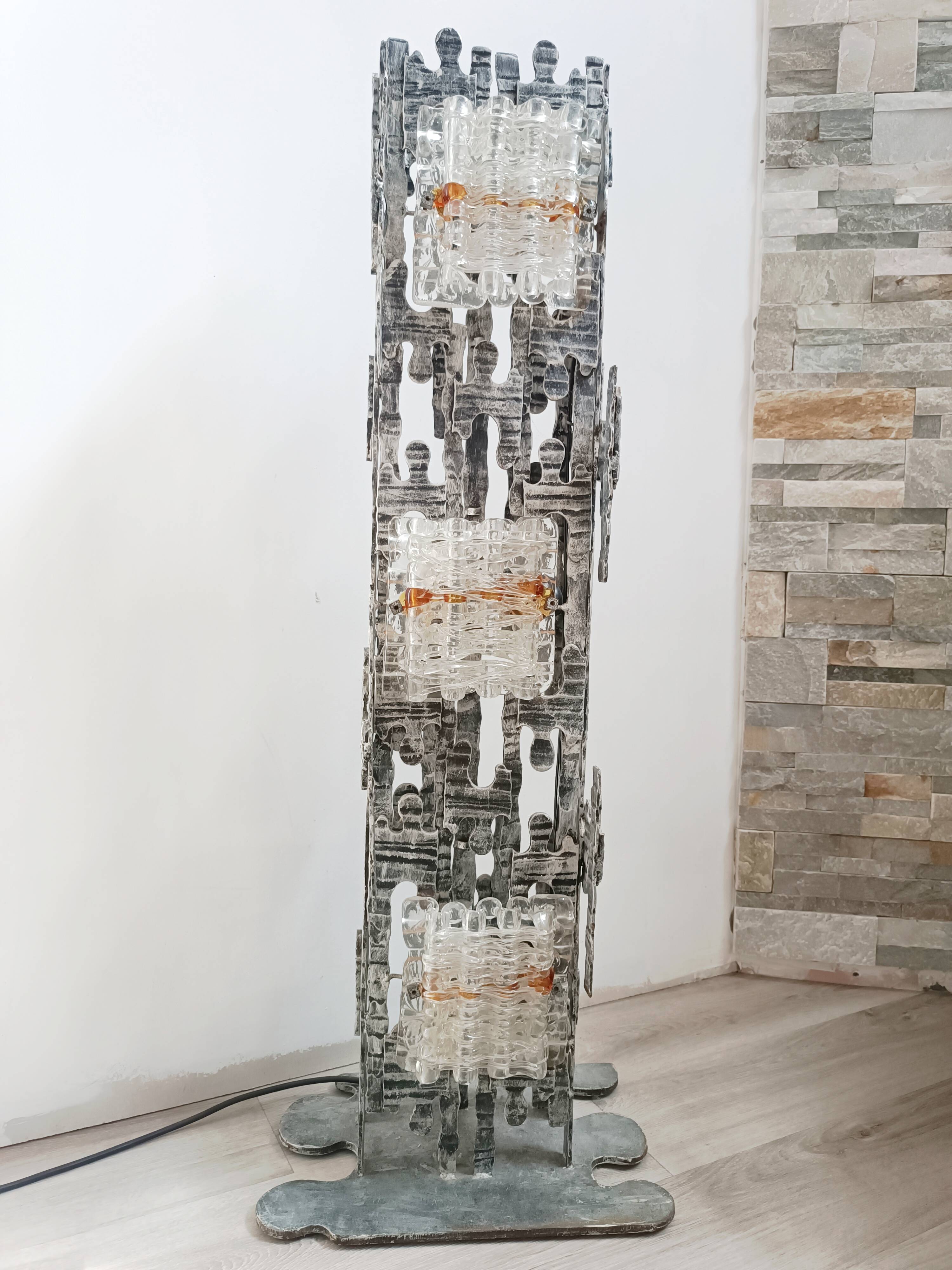 Brutalist sculptural floor lamp by Albano Poli for Poliarte 1970s