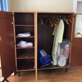 Vintage wardrobe veneer blond oak varnished