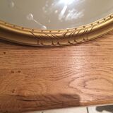 Golden wood oval mirror  67x47cm