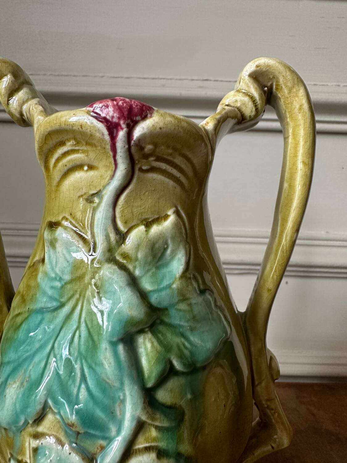 Art Nouveau vase in stamped slip