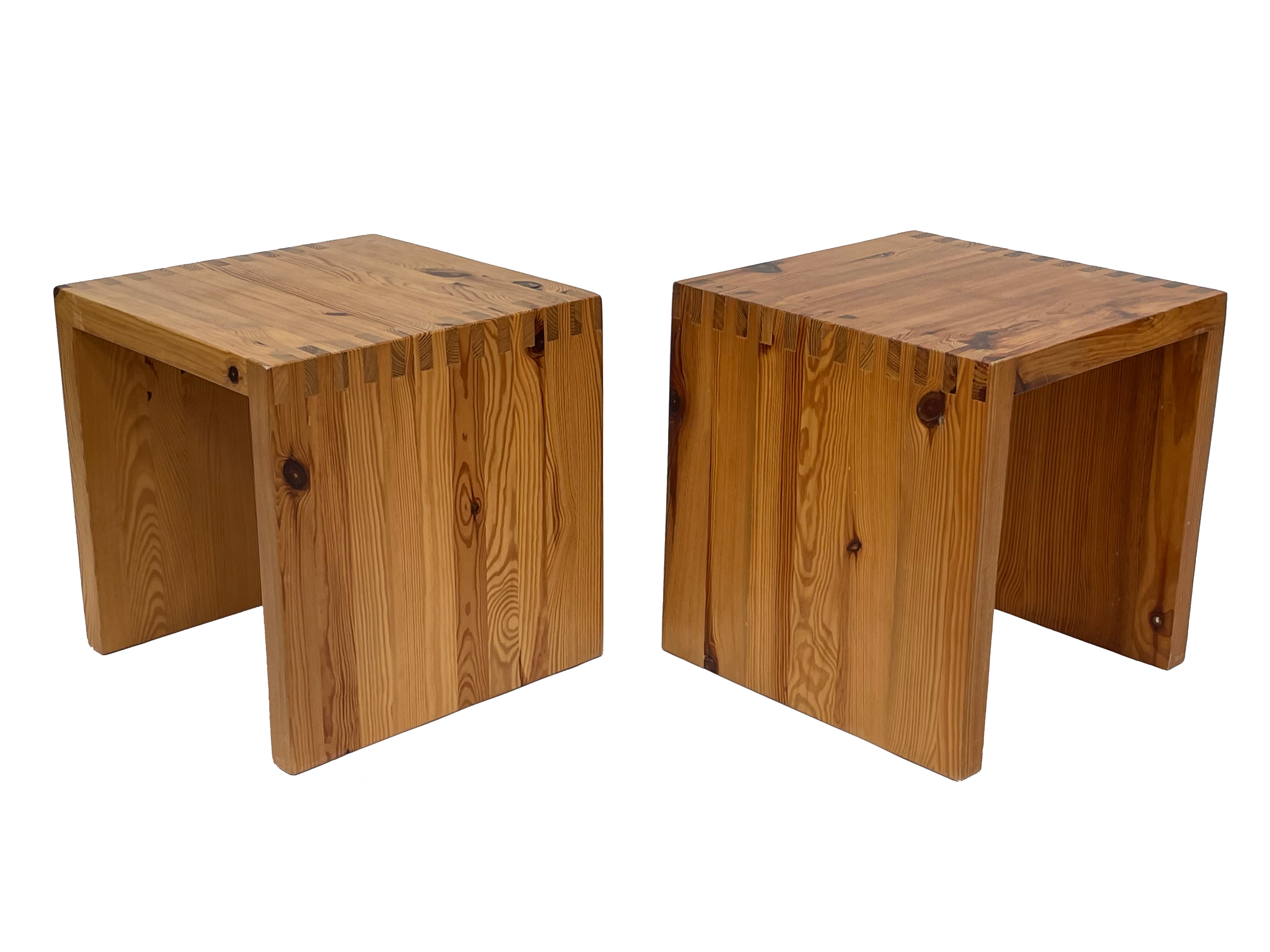 Vintage side table Ate van Apeldoorn, Pine wood 1970s