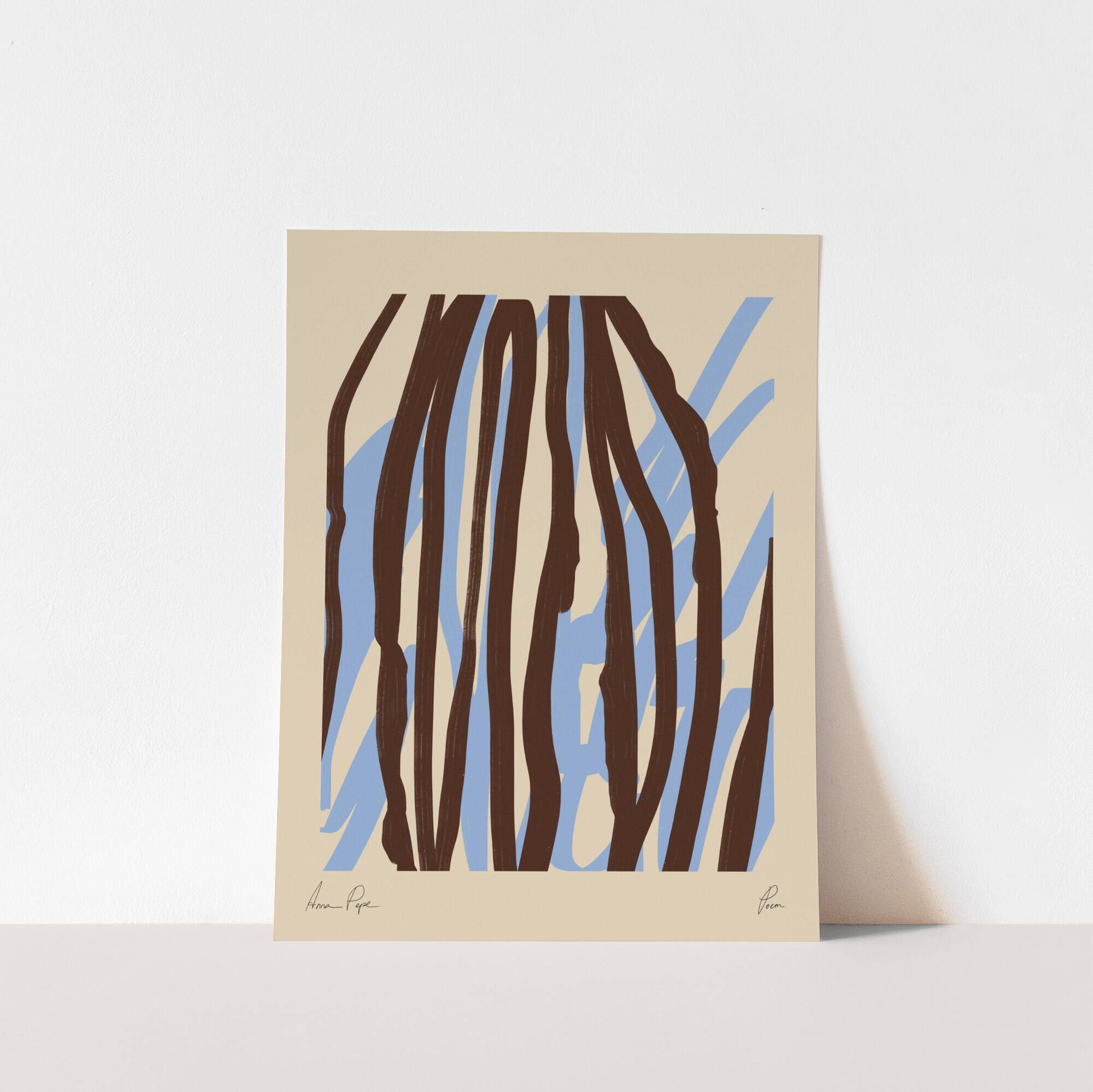 Impression giclée de lignes abstraites brunes et bleues