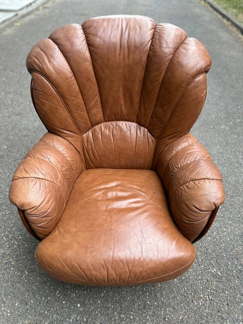 Salon en cuir cognac Alberto Nieri, Italie