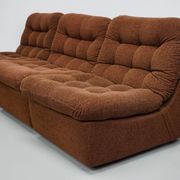 Vintage German brown boucle modular 3-seater sofa, 1970s.