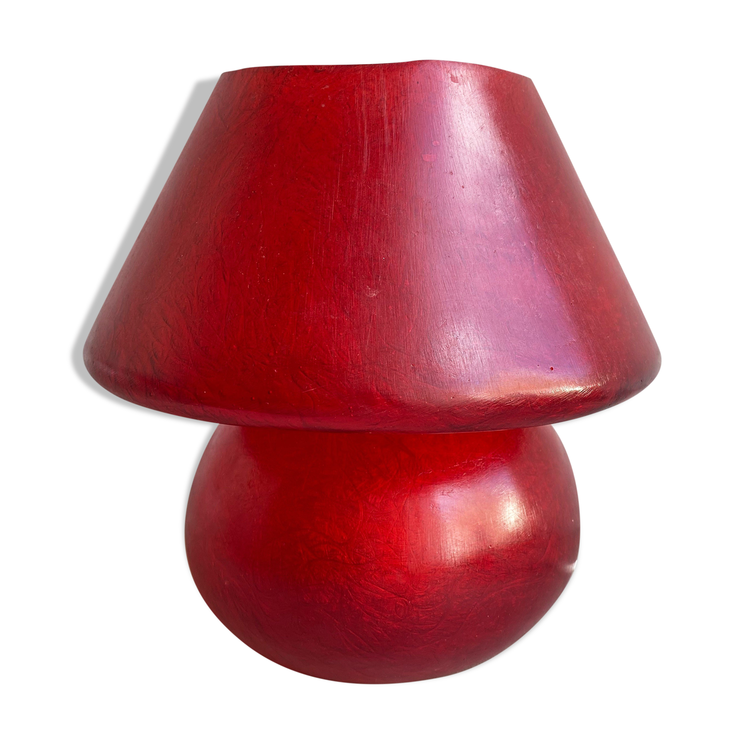 Large vintage fiberglass mushroom table lamp