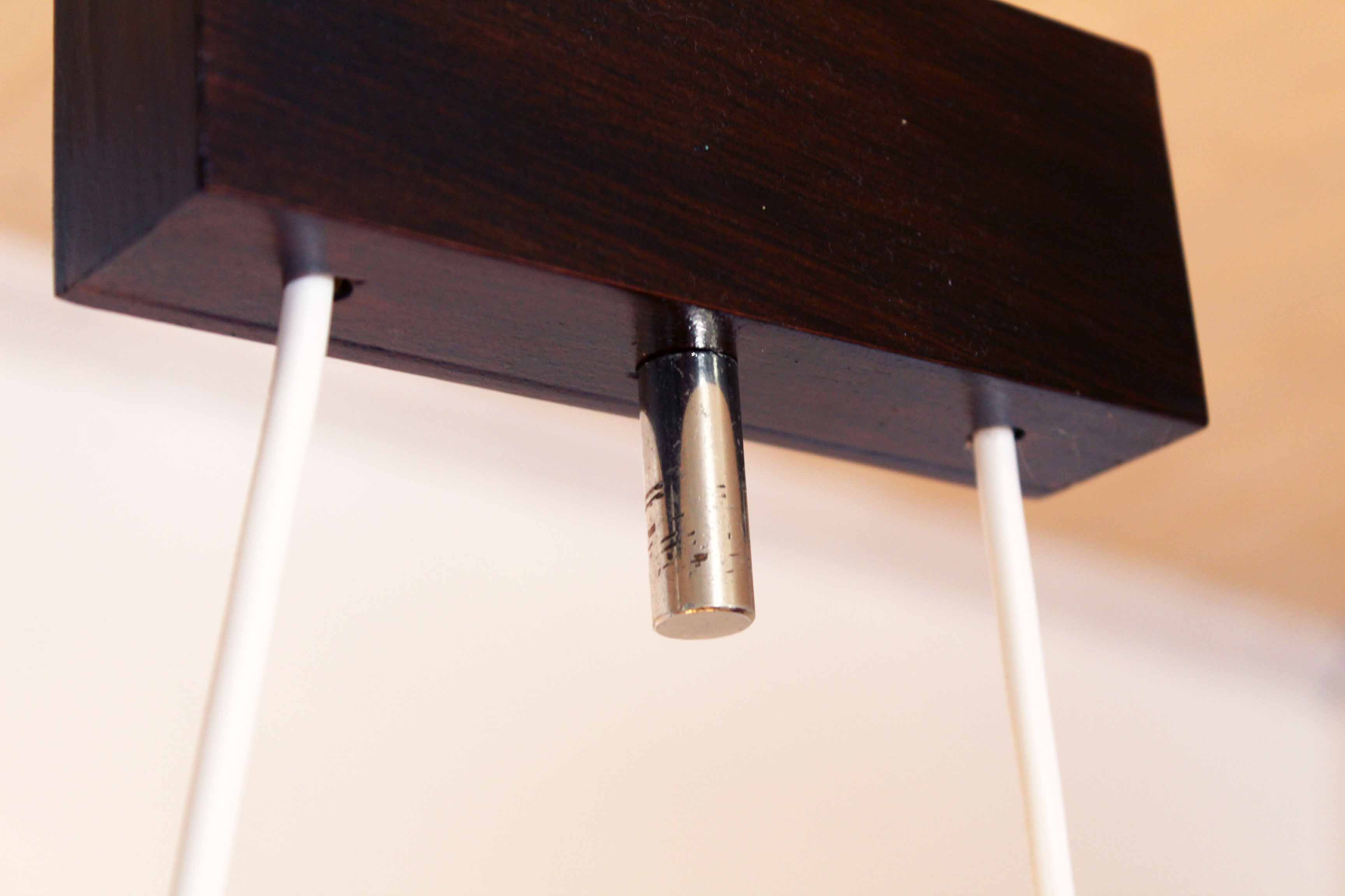 Hanging lamp in wood, glass and chrome metal 1970