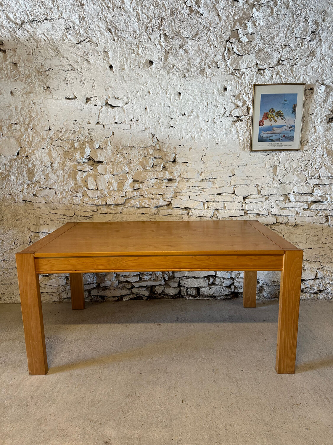 Solid elm dining table - Vintage - 1980