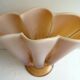Art deco vase shape curved fan brown glass and pink opaline