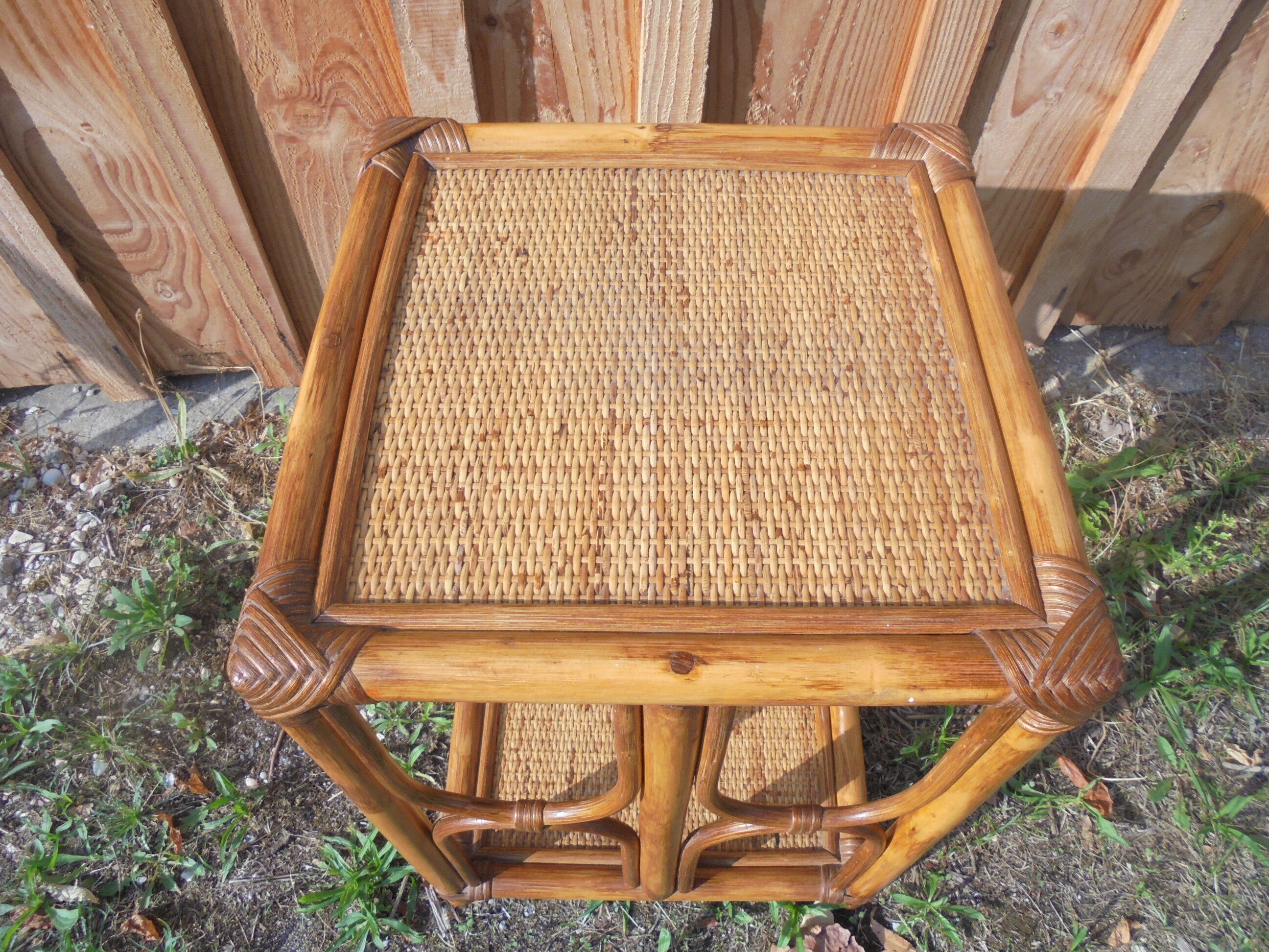 Small rattan side table