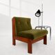 Guilleumas armchair. Upholstered in olive green velvet. Spain 70s