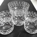 Salad bowl and 5 cut crystal cups from the 1950s.