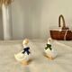 Vintage porcelain salt and pepper shaker in the shape of cottage core geese