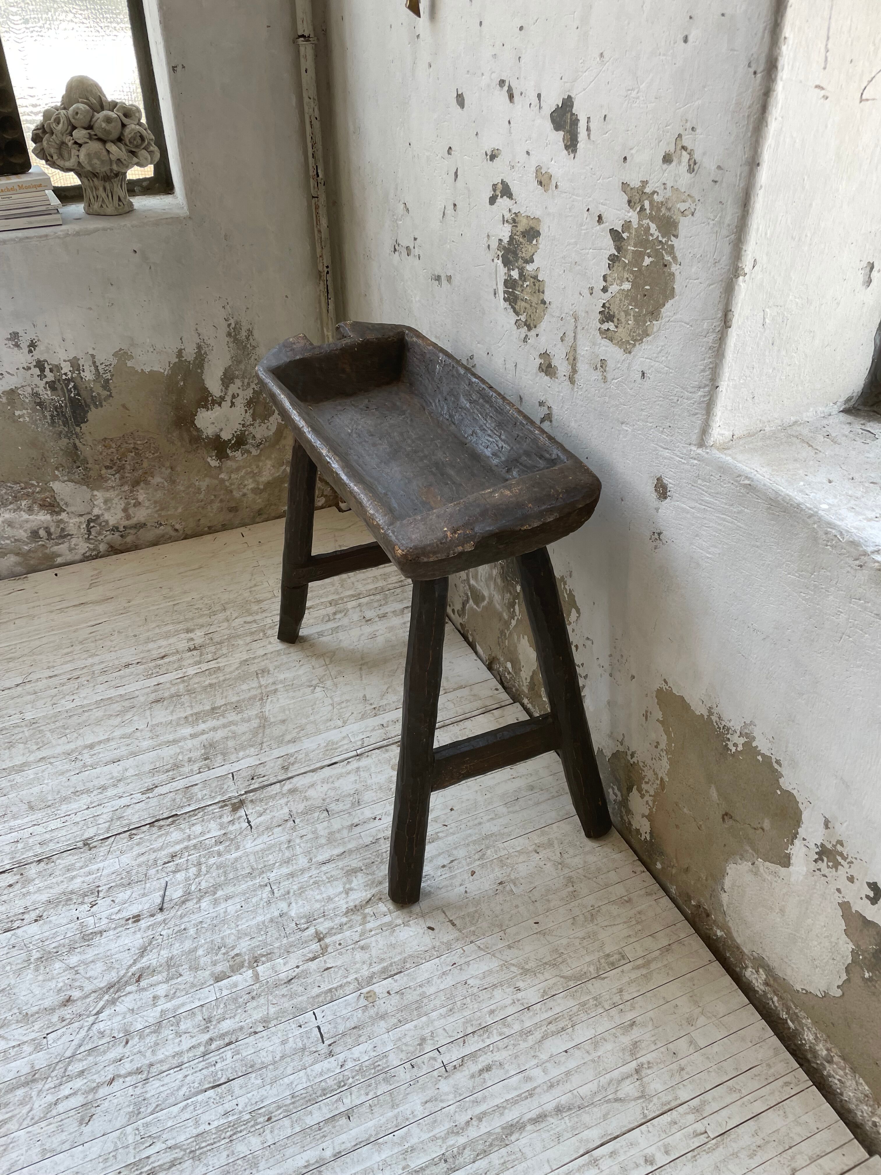Brutalist solid wood console