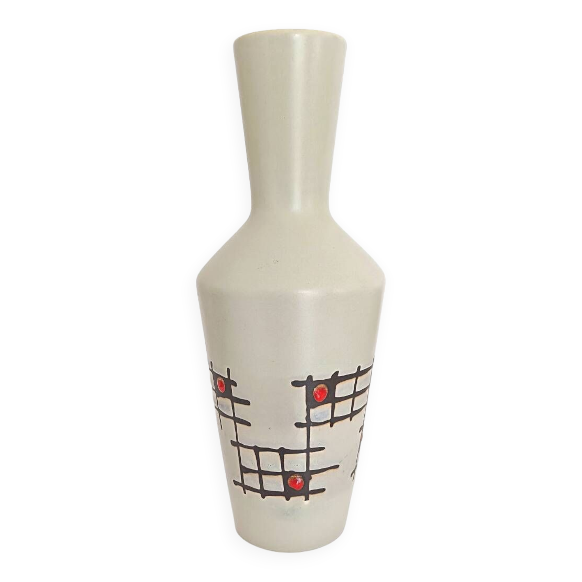 Vase vintage abstrait à motifs géométriques ouest-allemand 2038/25