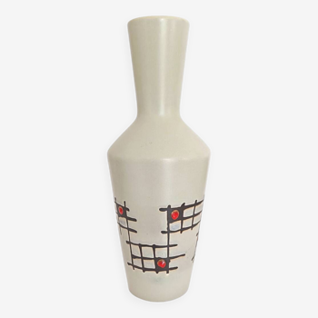 Vase vintage abstrait à motifs géométriques ouest-allemand 2038/25