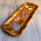 Vintage barbotine pocket dish from Salins les Bains, relief decoration of fruits.