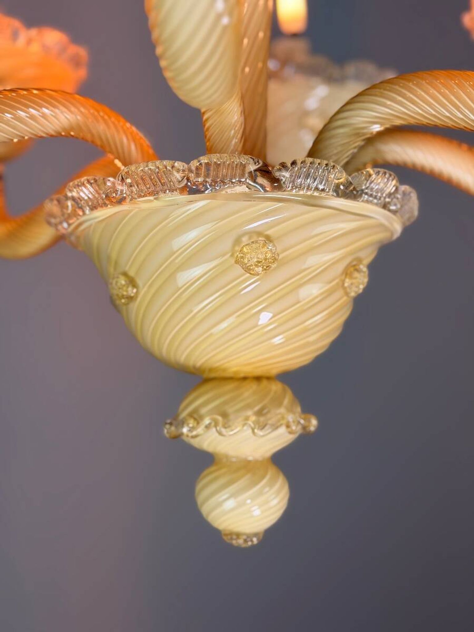 Lustre vénitien en verre de Murano jaune, vers 1950