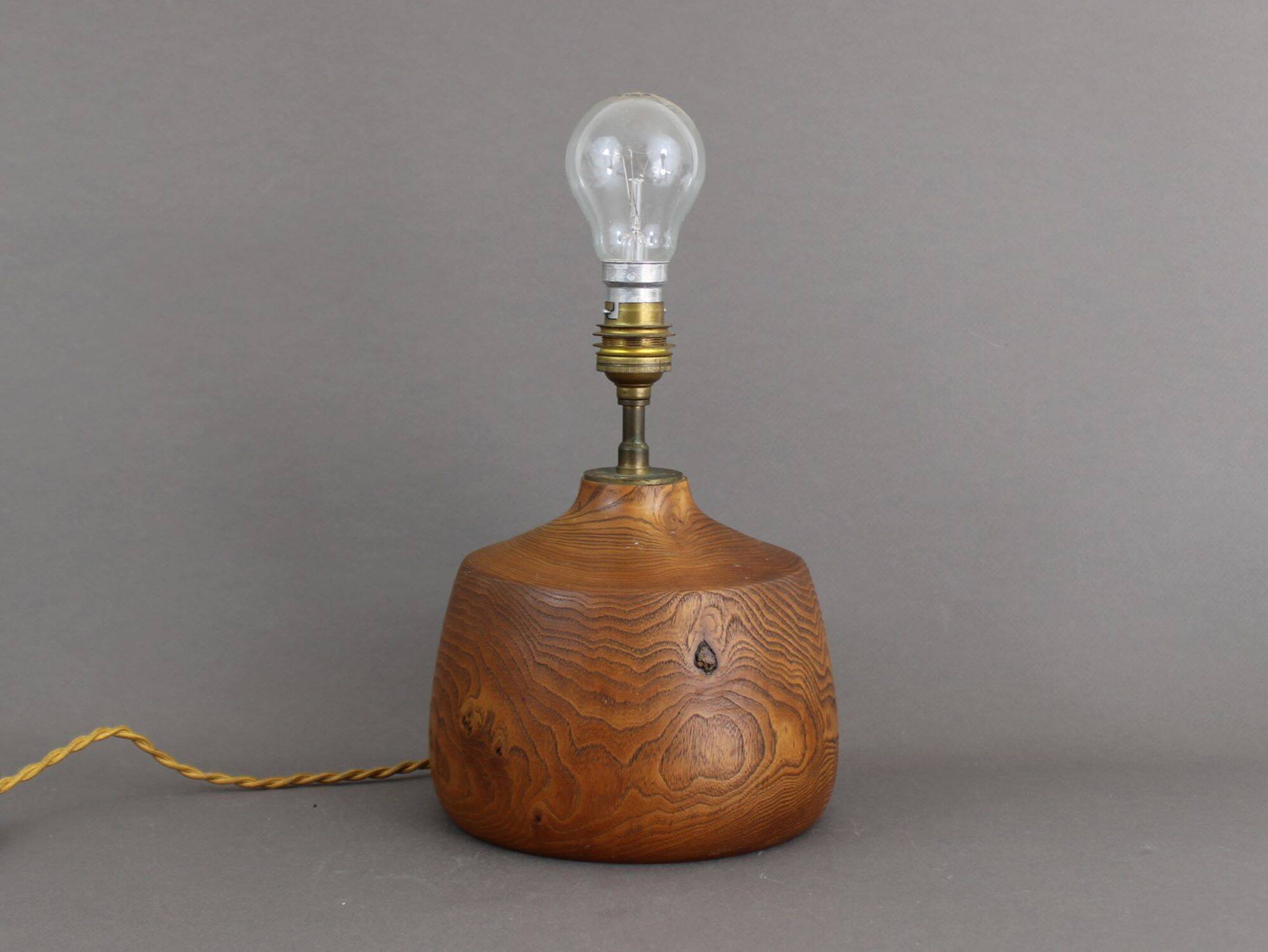 Vintage 50s solid elm wood lamp base
