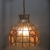 Large vintage capiz pendant light